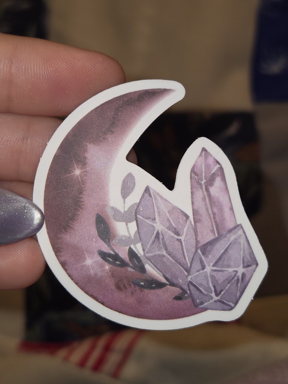 Moon & Crystal Sticker — Purple Moon Crystal Accent